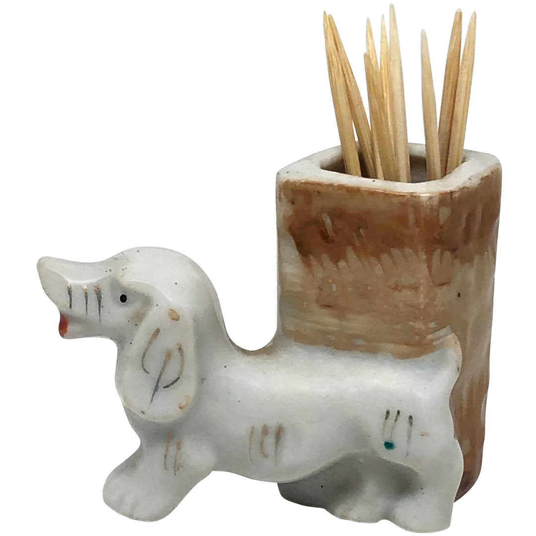 Japanese Ceramic Dachshund Toothpick holder