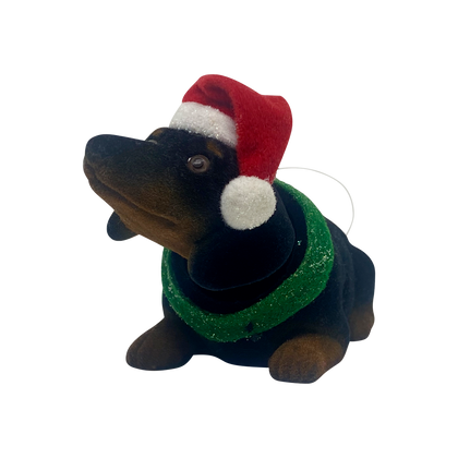 Felt Doxie Santa Ornament